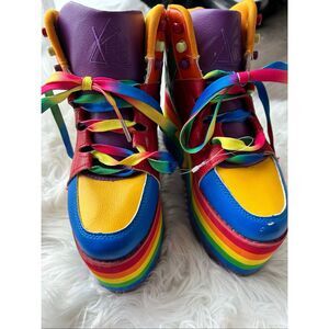 YRU pride platform sneakers rainbow color size 8